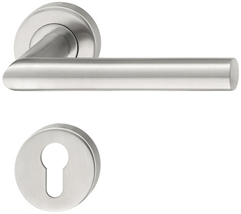 Door handle set, stainless steel, G-shape, rose - 902.92.076