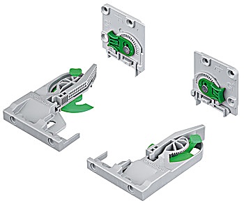 2 D snap-in coupling and adjusting adapter, Grass, for Dynapro cabinet runner - 433.19.046