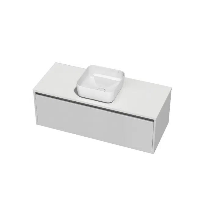 1200mm Centre 1 Drawer Cherry Pie White 370mm Square Basin Wall Vanity 9509338