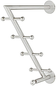 Wardrobe arm, with 9 hooks, wall mounting, stainless steel - 843.98.000