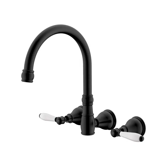 Milli Voir Matte Black Porcelain Handles Wall Sink Set 2265433