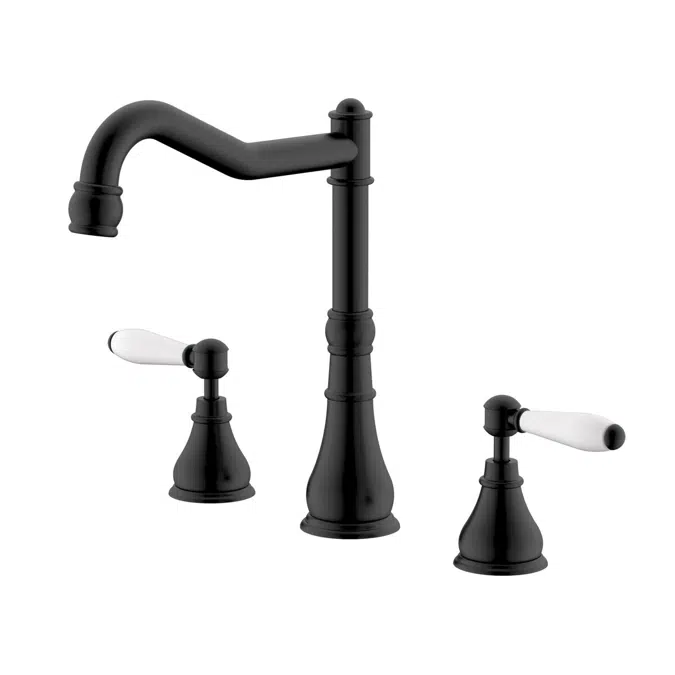 Milli Voir Matte Black Porcelain Handles Sink Set 2265430
