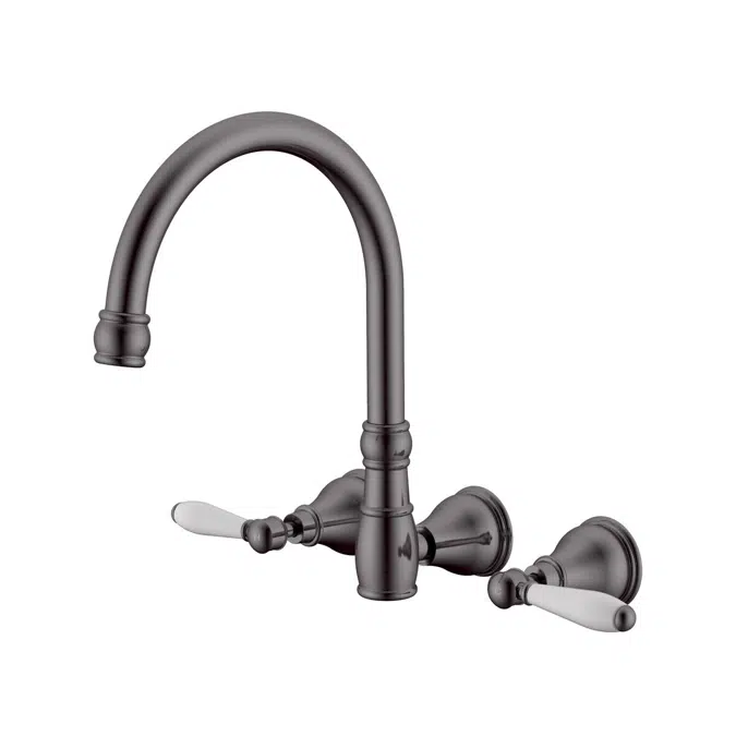 Milli Voir Brushed Gunmetal Porcelain Handles Wall Sink Set 2265555