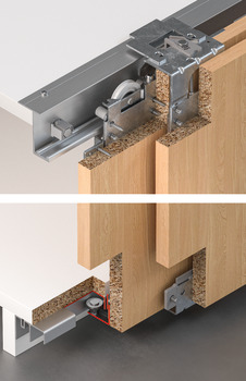 Sliding door fitting, Slido F-Line42 50A up to 4 doors, set - 400.51.922