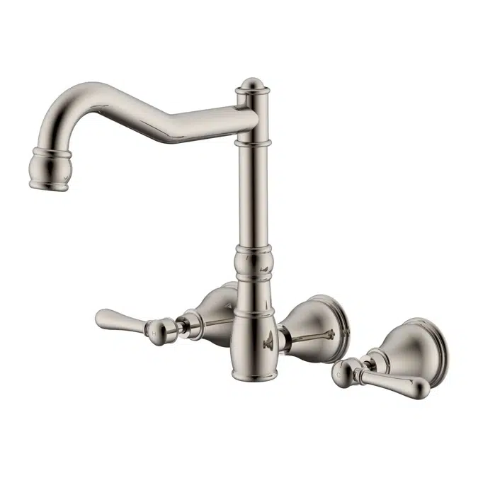 Milli Voir Brushed Nickel Lever Handles Wall Sink Set 2265496