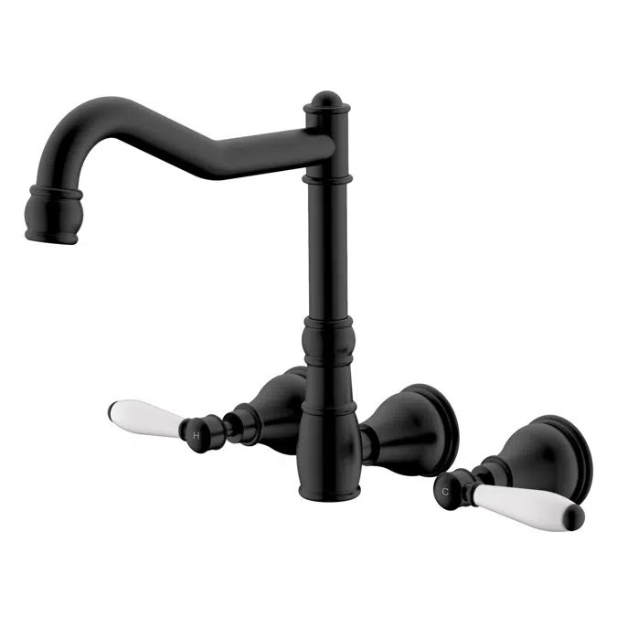 Milli Voir Matte Black Porcelain Handles Wall Sink Set 2265436