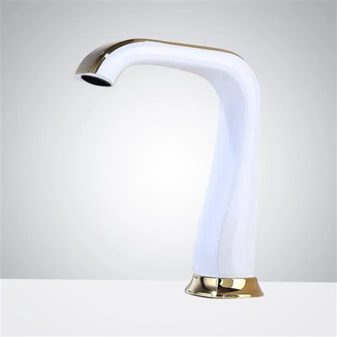 White and Gold Electronic Touchless Faucet