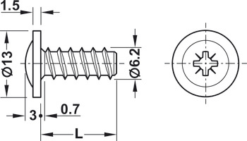 Panel fixing screw, Flat head, PZ, fully threaded - 013.10.283