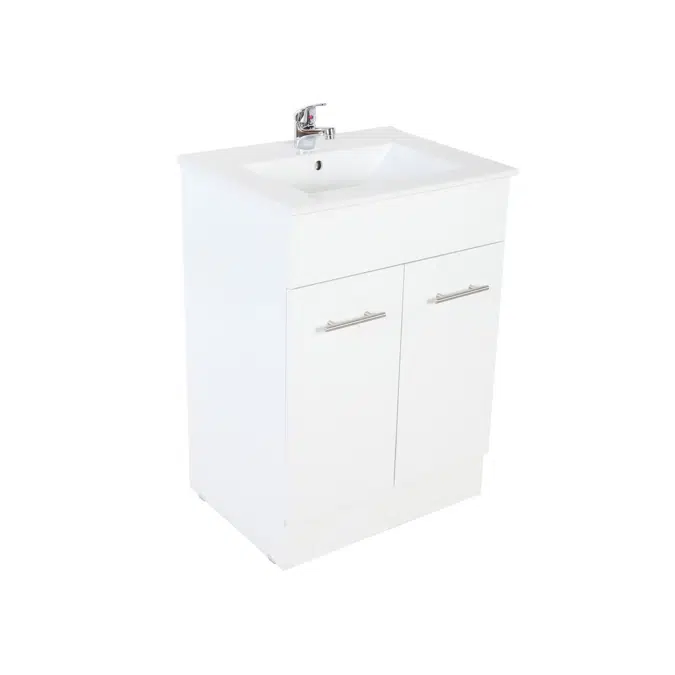 Posh Bristol MK2 600mm White Vanity Unit with Kick Centre Bowl 2 Door 1 Taphole 2351532