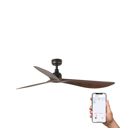 OUTWOOD L Ceiling fan brown/walnut IP44 TUYA