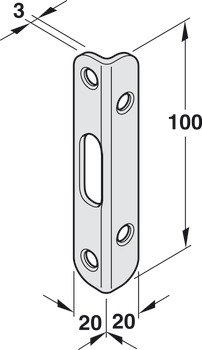 Angled striking plate, for locking bolt, Startec - 911.39.562