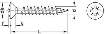 Chipboard screw, Hospa, raised head, fully threaded - 015.55.639