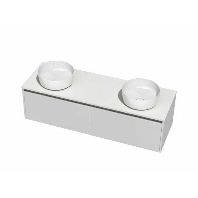 1200mm 2 Drawer Cherry Pie White Double 370mm Round Basin Wall Vanity 9509350
