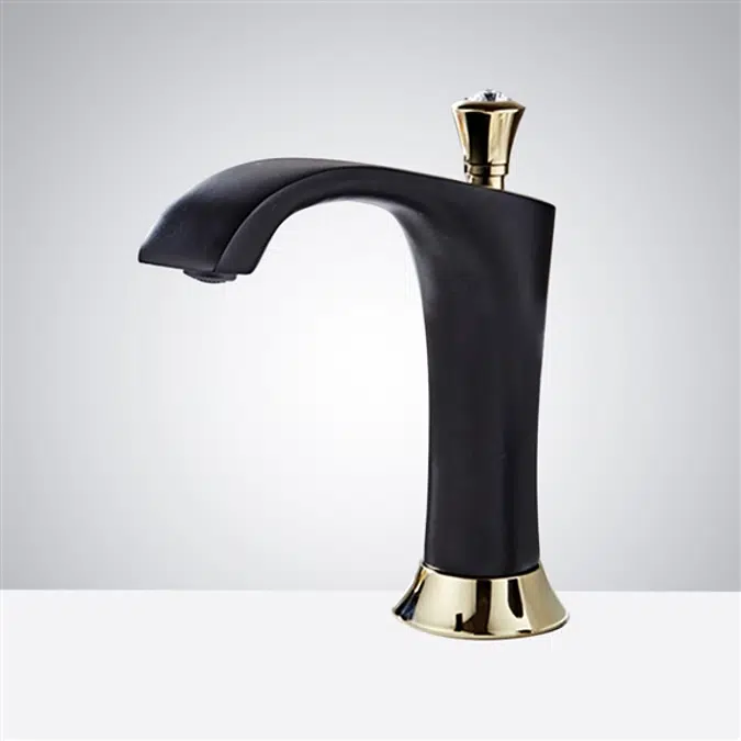 Matte Black and Gold Widespread Touchless Basin Faucet