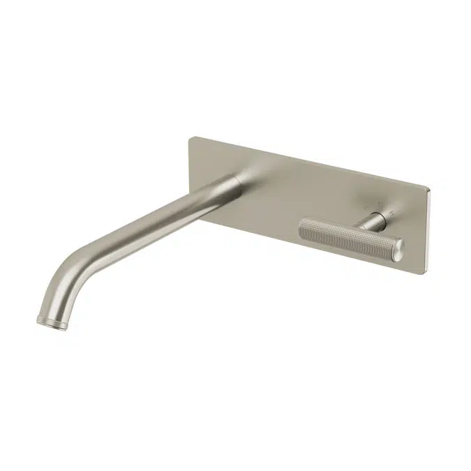 Milli Etch Brushed Nickel Wall Mixer Tap Set with Square Backplate 21806