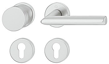 Door handle set, Aluminium, Hoppe, Stockholm 1140/42KV/42KVS - 905.85.039