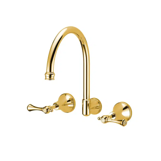 Kado Era Brass Gold Wall Sink Set Lever Handle 9507648