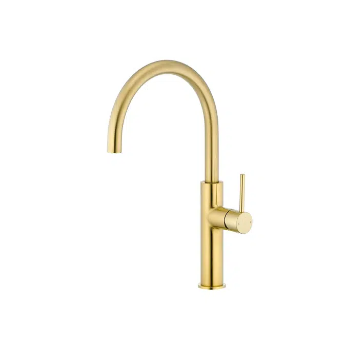 Mizu Drift Brushed Brass Curve Gooseneck Sink Mixer 2265834