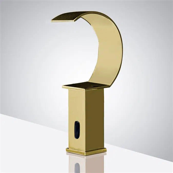 Contemporary Brushed Gold Waterfall Touchless Faucet