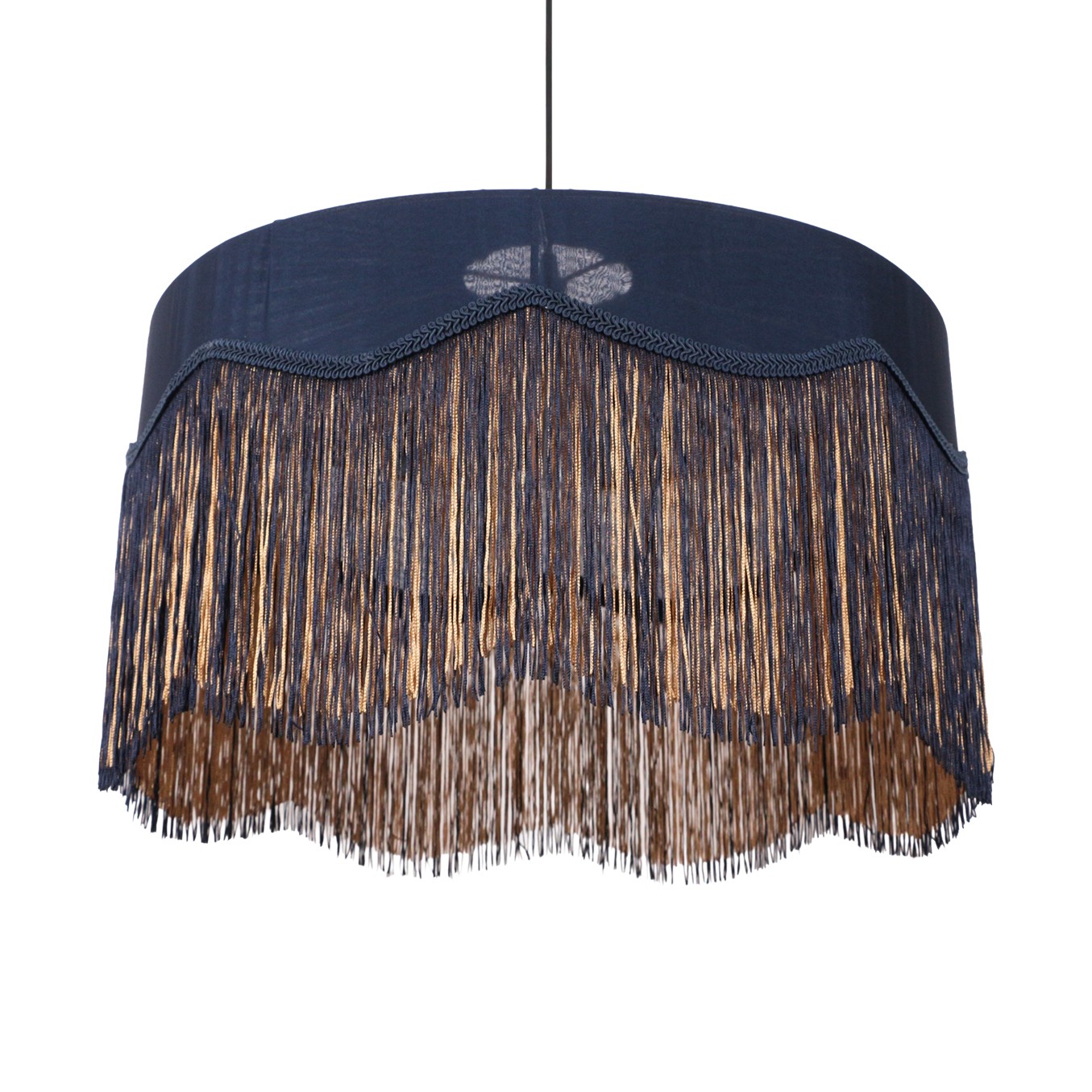 Elegant Navy Blue Tassel Handcrafted Fabric Chandelier