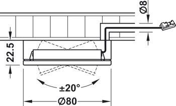 Housing for undermounted light, for LED 1154 drill hole ⌀ 68 mm - 833.01.755