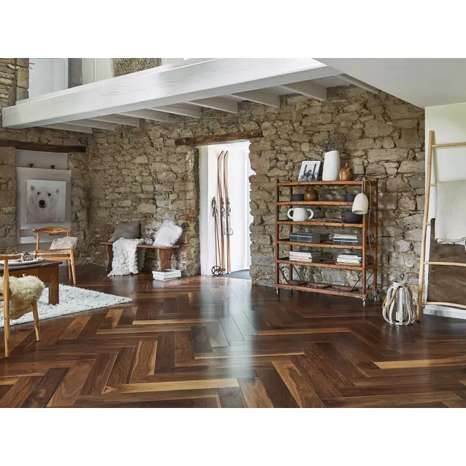 Walnut Satin Herringbone Laminate Flooring