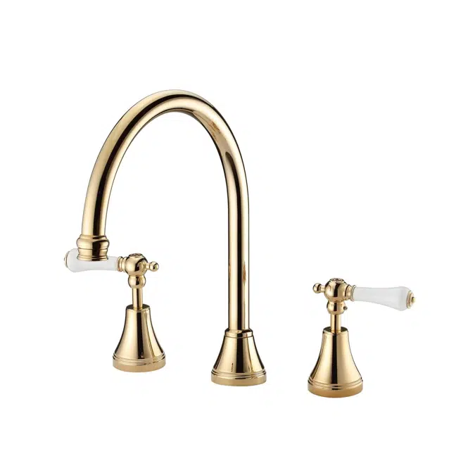 Kado Era Pirinç Altın Porselen Kolu Lavabo Seti 9507609