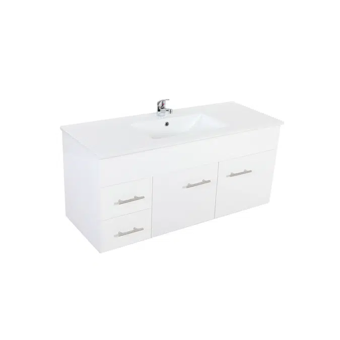 Bristol MK2 1200mm White 1 Door 2 Left Drawer 1 Taphole Wall Vanity 2351542