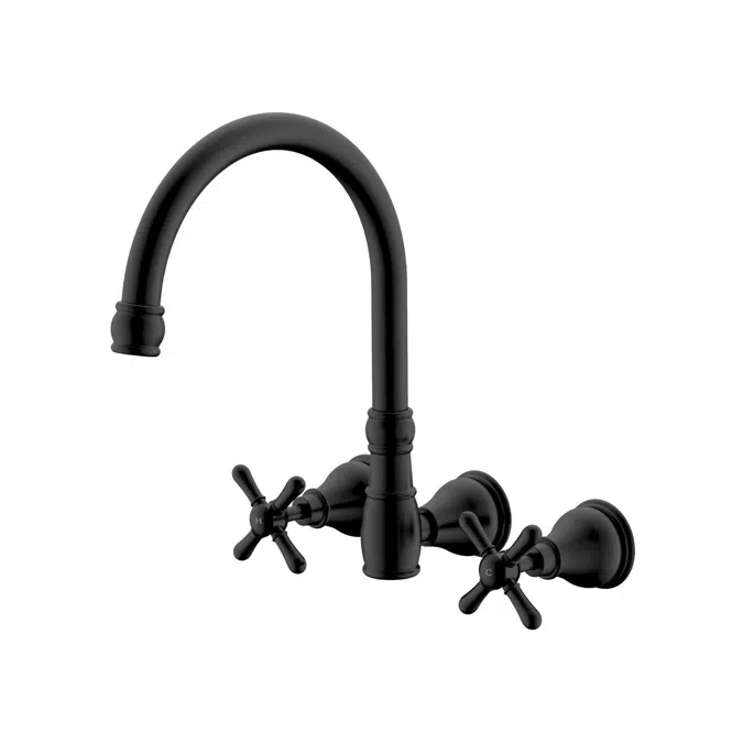 Milli Voir Matte Black Cross Handles Wall Sink Set 2265431