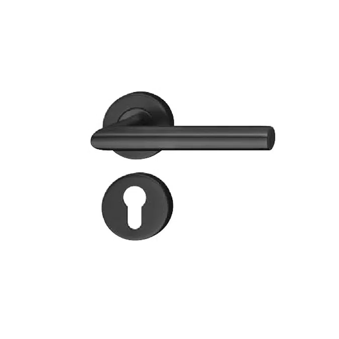 Wooden Door Lever Handle Set Matte Black Stainless Steel