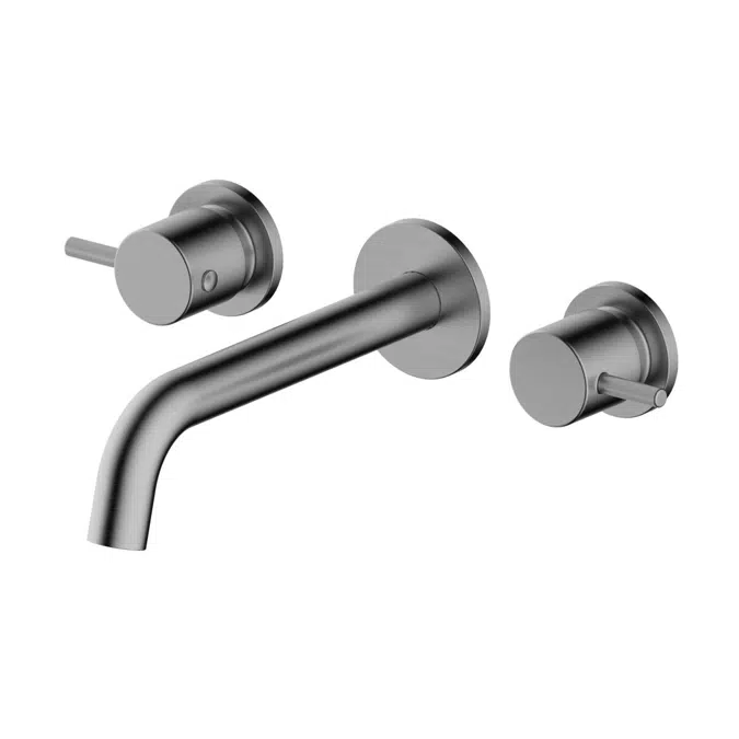 Mizu Drift Wall Basin / Bath Set with Curved Spout 200mm Brushed Gunmetal 23277