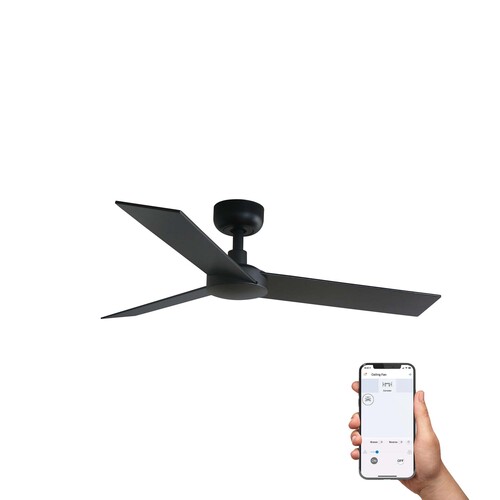 RUDDER S Ceiling fan black/walnut TUYA