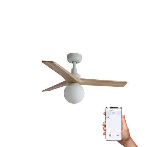 KLIM S Ceiling fan beyaz/pine E27 TUYA