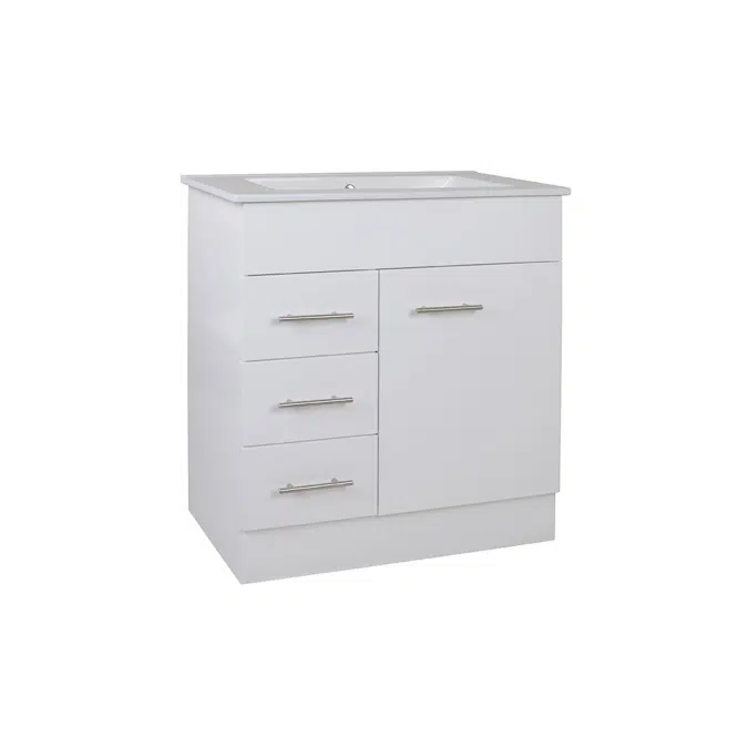 Bristol MK2 750mm White 1 Door 3 Left Drawer 1 Taphole Vanity Unit 9601002
