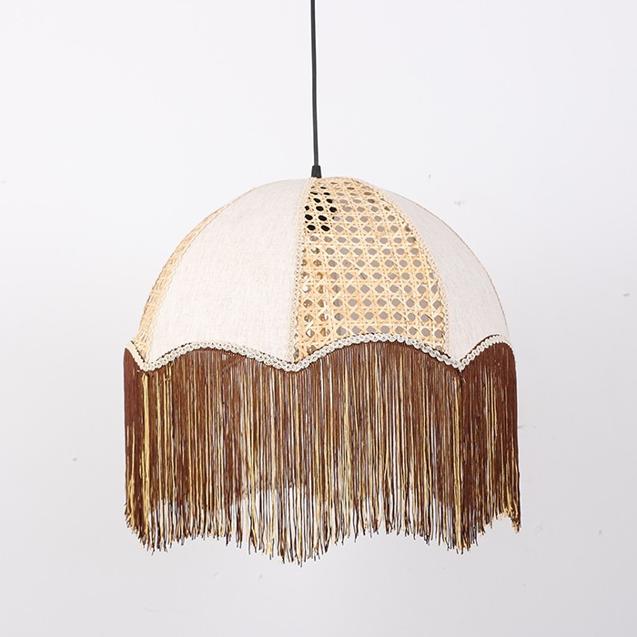 Nilüfer Natural Hazeran and Flecked Fabric Chandelier 