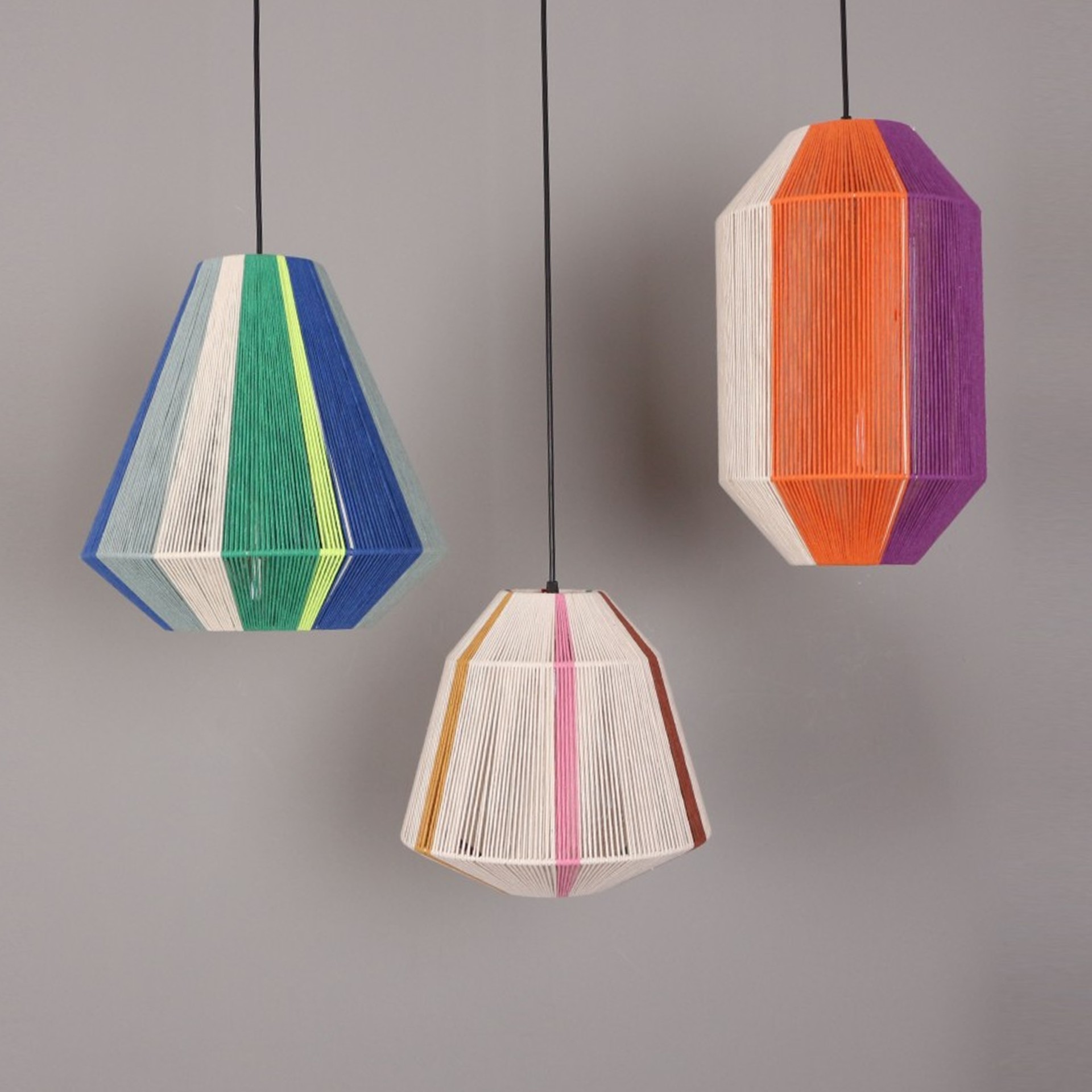  OZDEN Macrame Rope COLORFUL CHANDELIER SET 