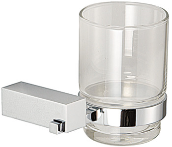 Tumbler holder, with glass tumbler, square series, for screw fixing - 980.60.022