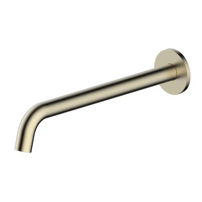 Mizu Drift Brushed Brass Wall Basin/Bath Outlet Curve Spout 300mm 2267292