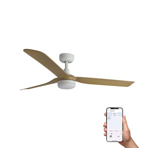 PUNT M LED Ceiling fan beyaz/maple 18W TUYA SWT