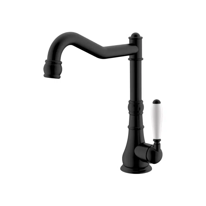 Milli Voir İngiliz Lavabo Bataryası Büyük Porselen Kulp Mat Siyah 2265422