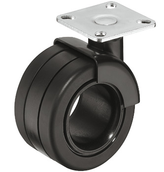 Twin wheel castor, Load Bearing Capacity 50 Kg, Steerable - 661.24.301