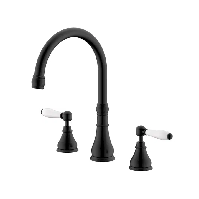 Milli Voir Matte Black Porcelain Handles Sink Set 2265426