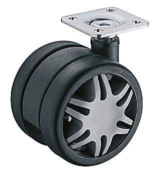 Twin wheel castor, Load Bearing Capacity 60 Kg, Steerable - 661.55.330