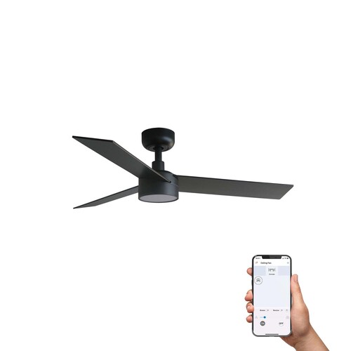 RUDDER S LED Ceiling fan black/walnut 20W SWT TUYA