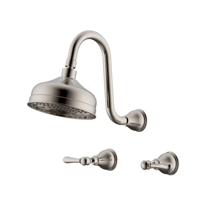 Milli Monument Edit Brushed Nickel Lever Handles Gooseneck Shower Set 4204502