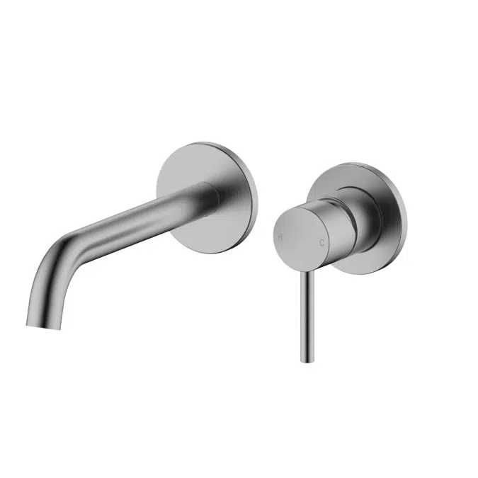 Mizu Drift Wall Basin/Bath Mixer Set Curved Spout Brushed Gunmetal 2267387