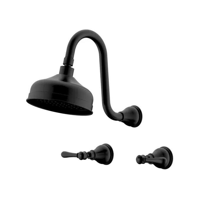 Milli Monument Edit Matte Black Lever Handles Gooseneck Shower Set 4204488