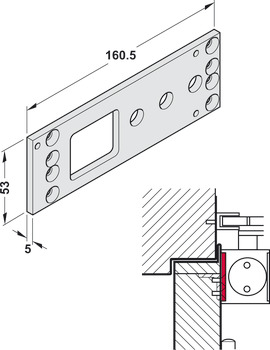 Mounting plate, for Geze TS 2000 - 931.16.359