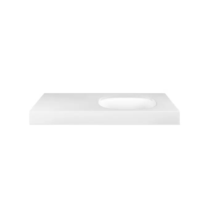 Kado Lussi 900mm Right Hand Wall Basin Rear Shelf Matte White 1810663