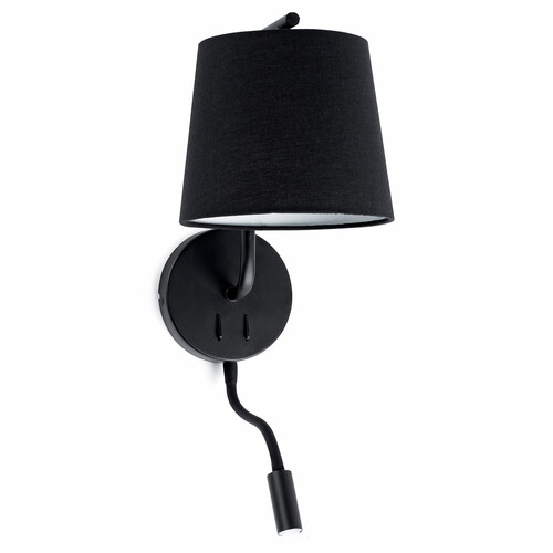 BERNI siyah duvar lambası with reading light